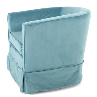 Zeniqua - Upholstered Velvet Swivel Chair With Loose Cover - Blue
