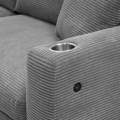 Oversized Sectional L Shaped Cloud Couch With USB Charging Port Cup Holder Deep And Wide Seat Sofa With Chaise Comfy - Gray
