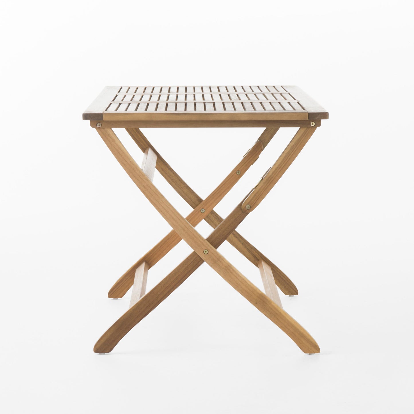 Blissique - Outdoor Foldable Wood Dining Table With Slat Design - Natural