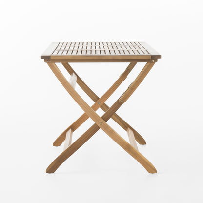 Blissique - Outdoor Foldable Wood Dining Table With Slat Design - Natural