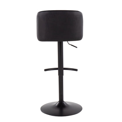 Toriano - Contemporary Adjustable Bar Stool With Rounded T Footrest (Set of 2) - Black