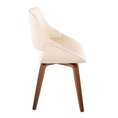 Fabrico - Mid-Century Modern Dining Accent Chair (Set of 2) - Walnut / Cream