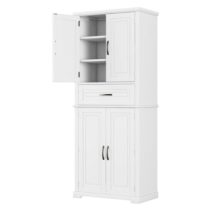 Bathroom Storage Cabinet With Multi Functional Storage Space, Drawer With Slide Rails, Adjustable Shelf - White