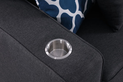 Cooper - 7 Piece Reversible L-Shape Sectional Sofa & Comfort Ottoman, And Cupholder - Dark Gray