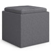 Rockwood - Cube Storage Ottoman With Tray - Slate Gray