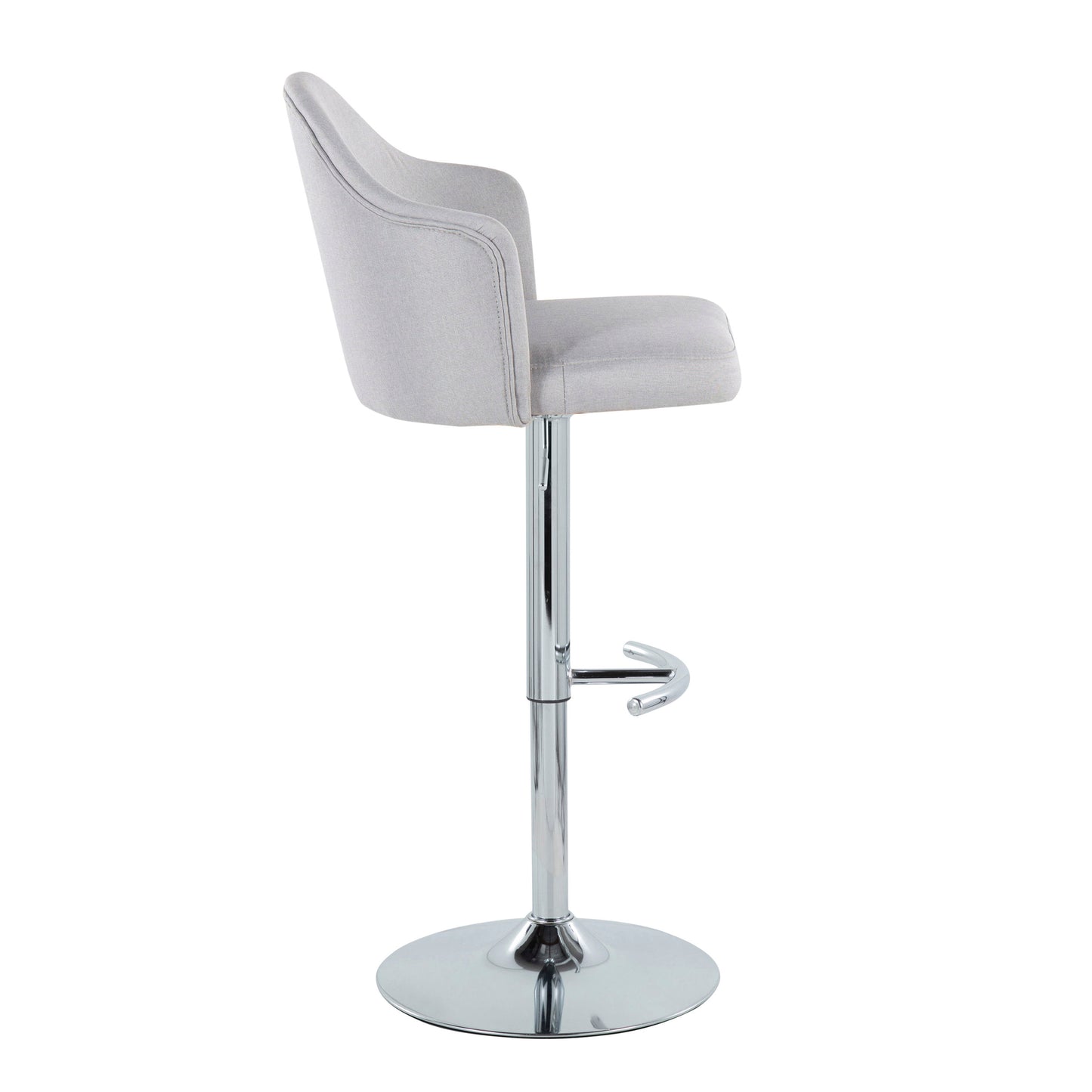Ahoy - Contemporary Adjustable Barstool With Swivel With Rounded T Footrest (Set of 2) - Chrome / Light Gray