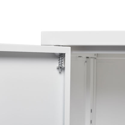 Metal Storage Cabinet With Locking Doors And Adjustable Shelf, Folding Filing Storage Cabinet, Folding Storage Locker Cabinet For Home Office, School, Garage - White