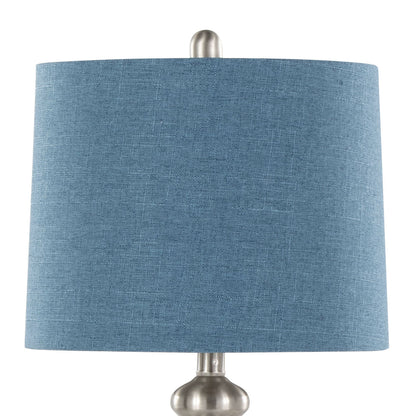 Ashland - Contemporary Table Lamp (Set of 2) - Nickel / Moroccan Blue Slub