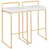 Fuji - Contemporary / Glam Stackable Barstool (Set of 2) - Gold / White
