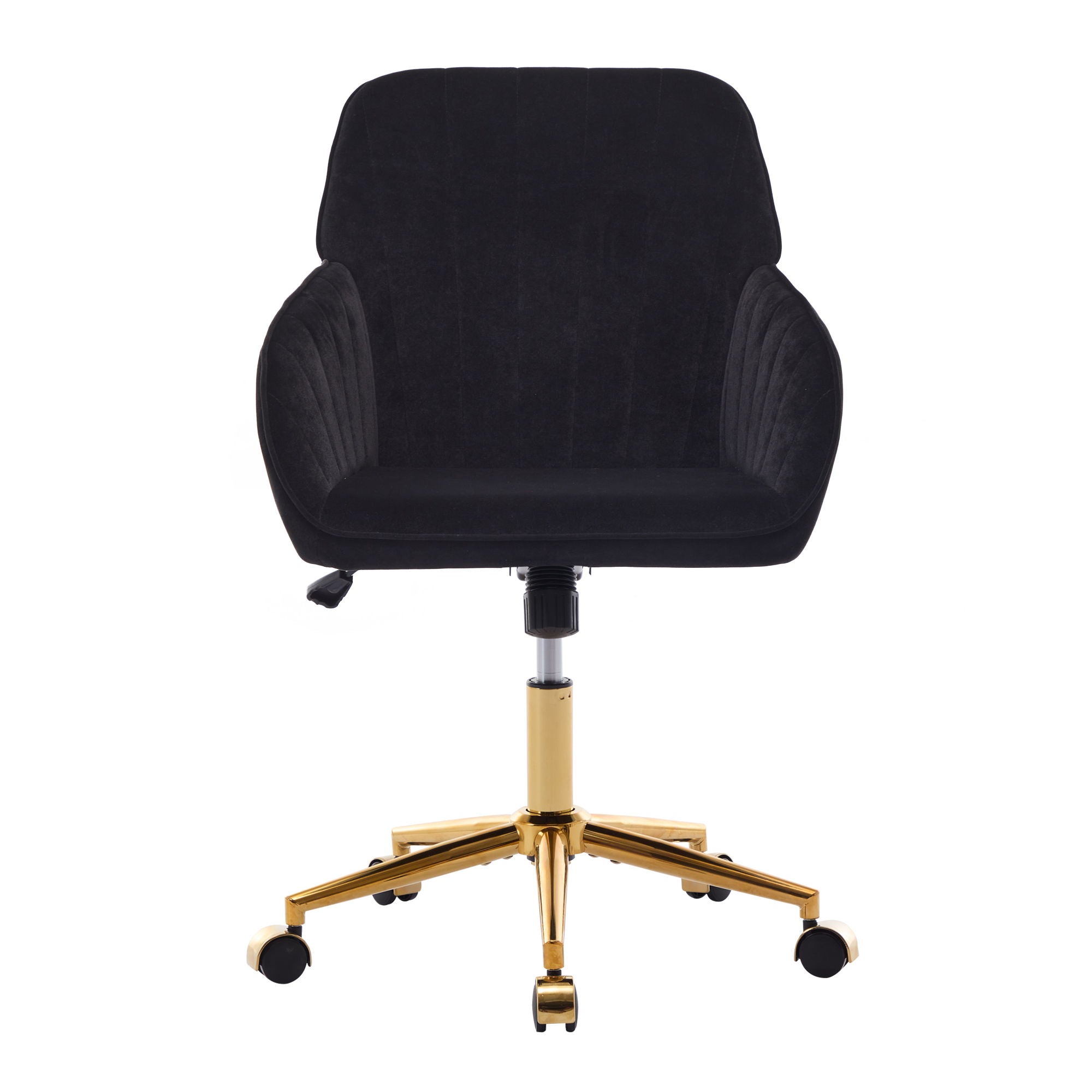 Adjustable Office Chair, Ergonomic Swivel Chair Velvet, Comfortable For Long Sitting - Black