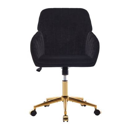 Adjustable Office Chair, Ergonomic Swivel Chair Velvet, Comfortable For Long Sitting - Black