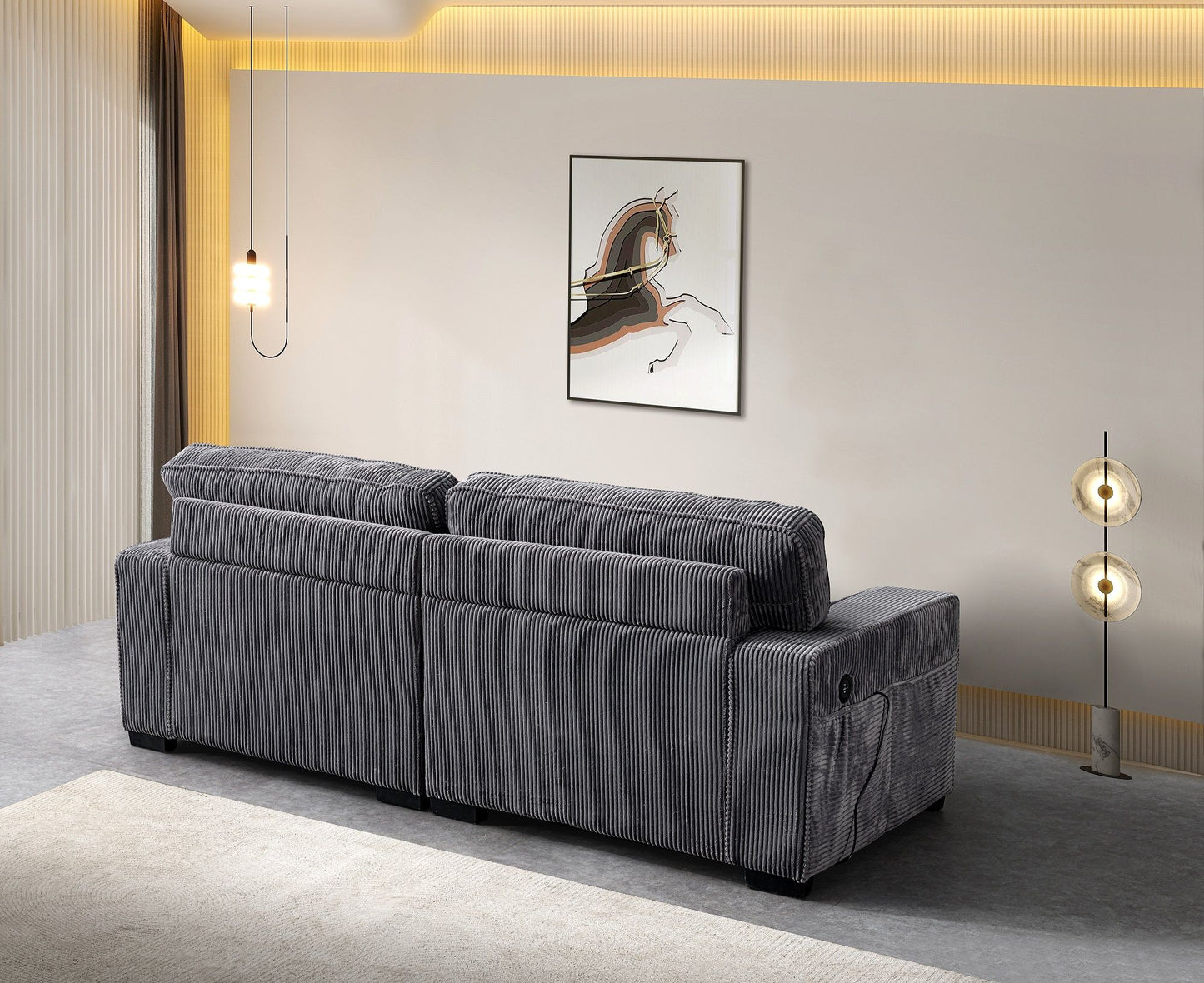 Stationary Loveseat - Gray