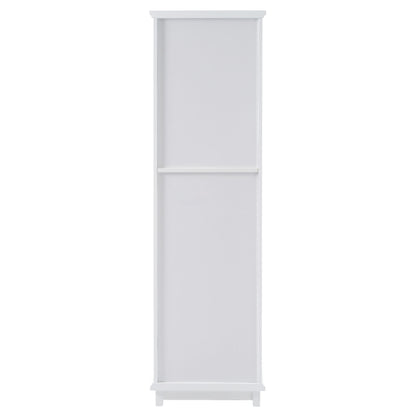 Tall Bathroom Storage Cabinet With Glass Doors, Free-Standing, Two Drawers, And Adjustable Shelves, MDF Board, Painted Perfect For Displaying Your Favorite Items - White