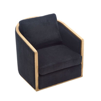 Swivel Barrel Chair, Comfortable Accent Sofa Chair, 360 Degree Swivel - Black