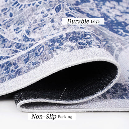 Maval - 8' X 10' Washable Area Rug - Blue