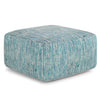 Nate - Square Pouf - Patterned Teal Melange