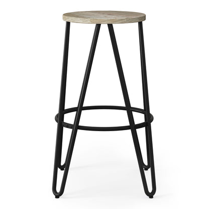 Simeon - Counter Height Stool With Wood Seat (Set of 2) - Natural / Black