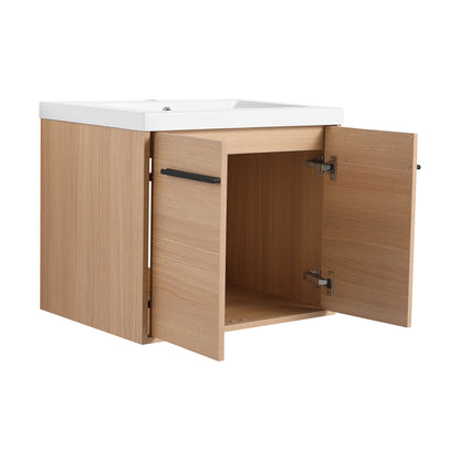 Bathroom Vanity Set With Resin Countertop Sink, 2 Doors - Oak