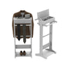 Portable Garment Rack, Clothes Valet Stand With Storage Organizer - White