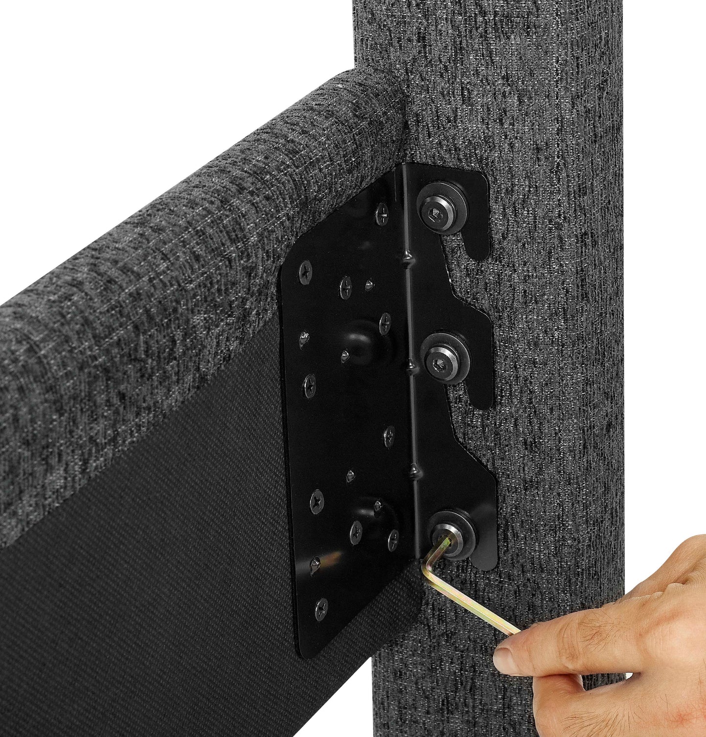 King Size Upholstered Platform Bed - Charcoal Gray