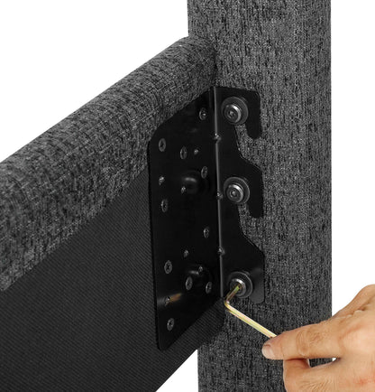King Size Upholstered Platform Bed - Charcoal Gray