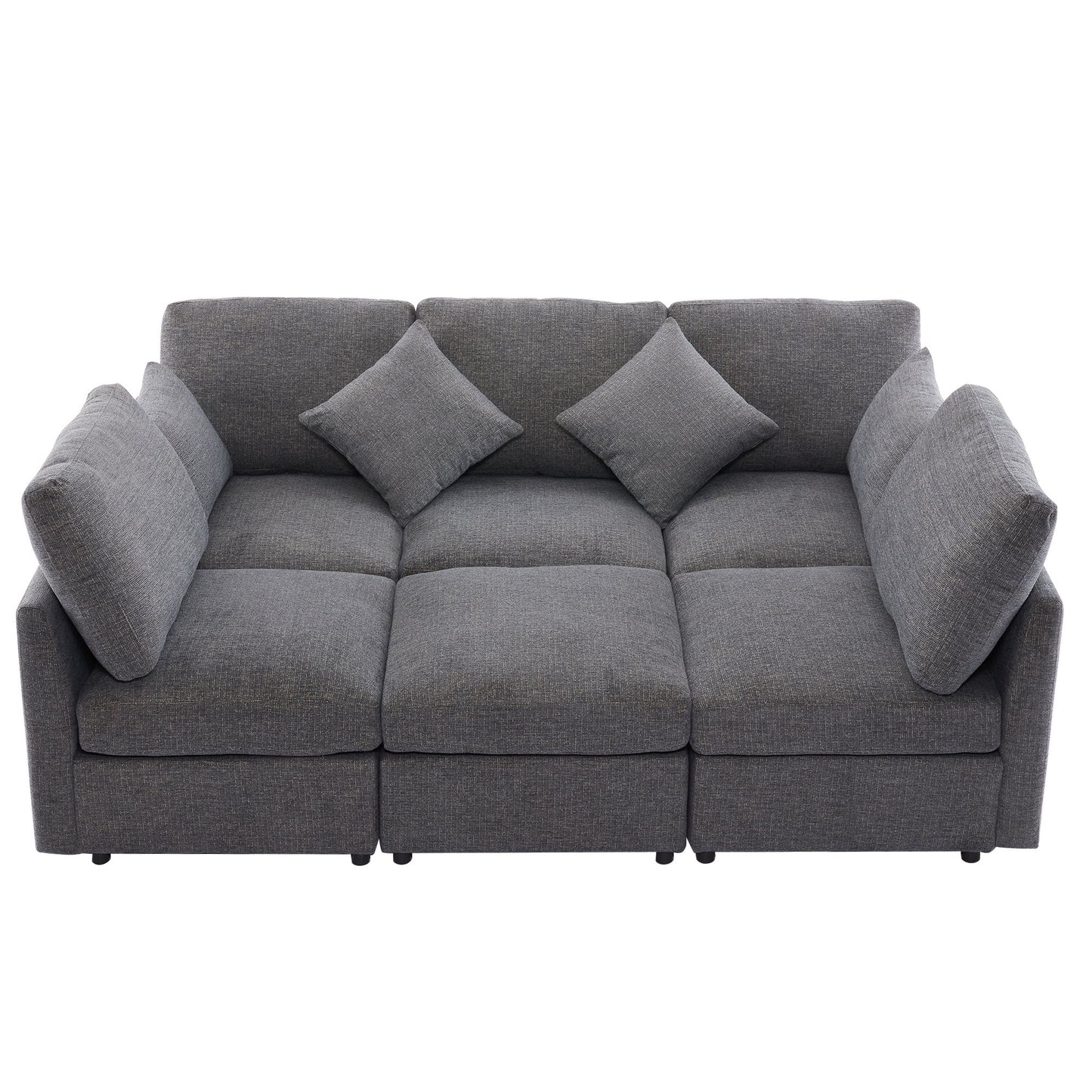Sectional Sofa Modular Sofa U - Shaped Sofa Couch Sofa Bed L - Shaped Sofa With A Movable Ottoman And Two USB Ports For Living Room - Gray