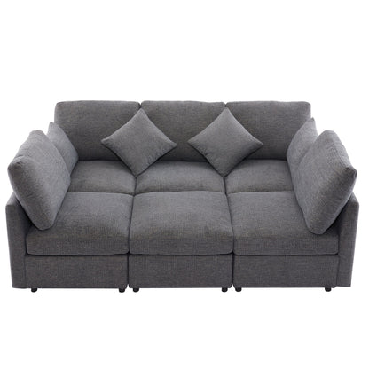 Sectional Sofa Modular Sofa U - Shaped Sofa Couch Sofa Bed L - Shaped Sofa With A Movable Ottoman And Two USB Ports For Living Room - Gray