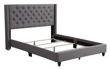 Queen Transitional Upholstered Bed - Gray