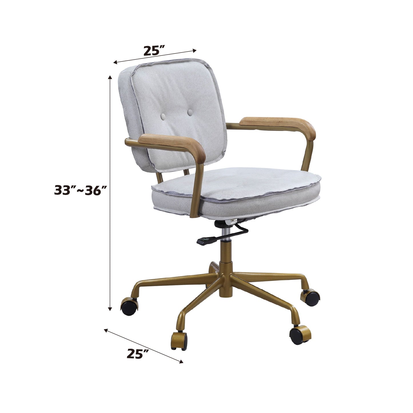Siecross - Vintage Top Grain Leather Office Chair - Antique White / Gray