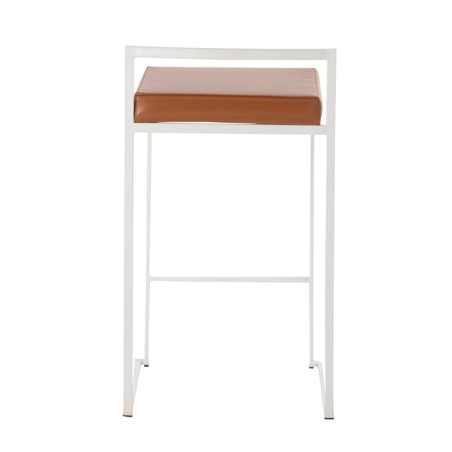 Fuji - Contemporary Stackable Counter Stool (Set of 2) - White / Camel