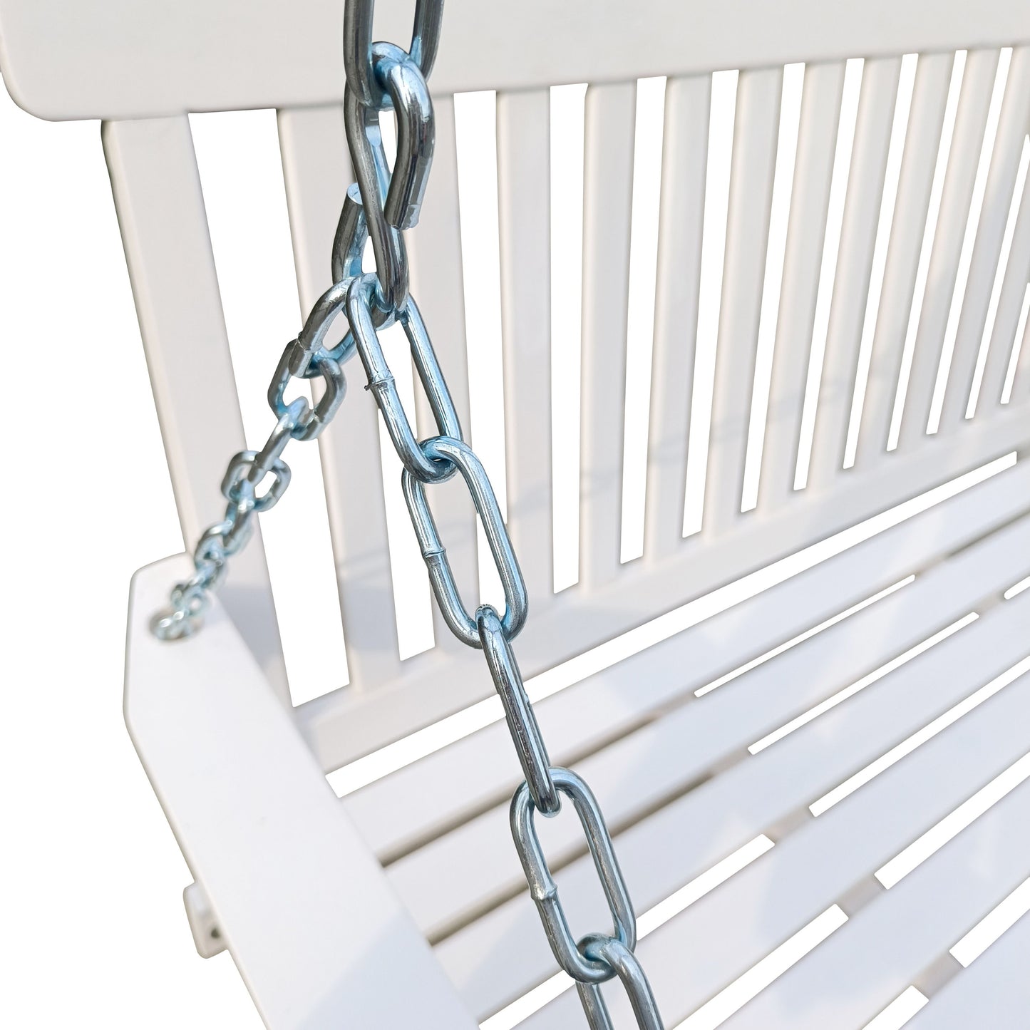 Front Porch Swing With Armrests For Outdoor Patio, Garden Yard, Backyard Or Sunroom - White