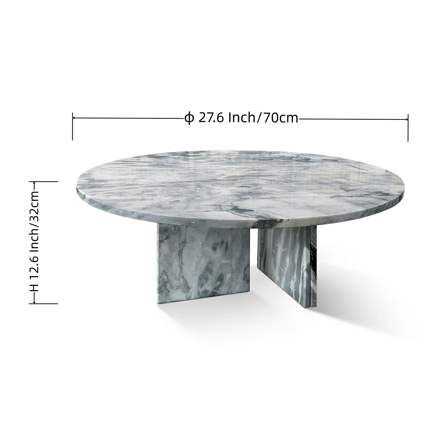 Luxury Natural Marble Coffee Table Genuine Marble, Living Room Centerpiece - Blue Gray