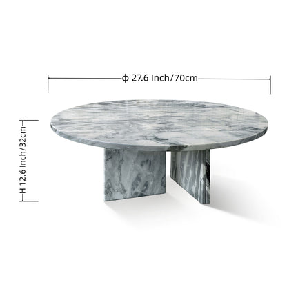 Luxury Natural Marble Coffee Table Genuine Marble, Living Room Centerpiece - Blue Gray