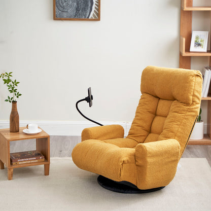 Adjustable Swivel Lounge Chair With 360 Degree Rotating Seat And Headrest Support, Leisure Chair Deck Chair Game Chair For Living Room - Yellow