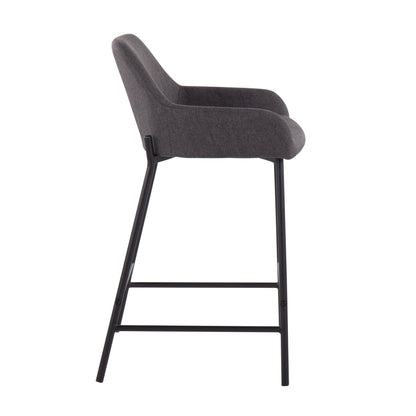 Daniella - Industrial Fixed Height Counter Stool (Set of 2) - Black / Charcoal