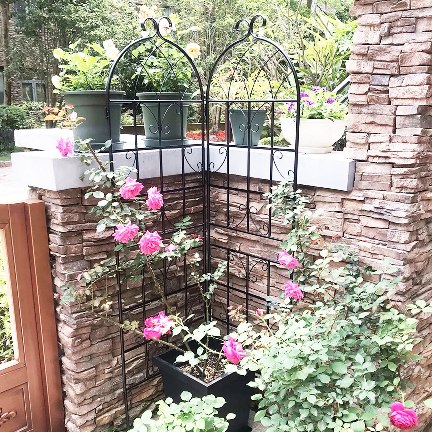 4 Pack Metal Garden Trellis Rustproof Trellis For Climbing Plant Outdoor Flower Support - Black