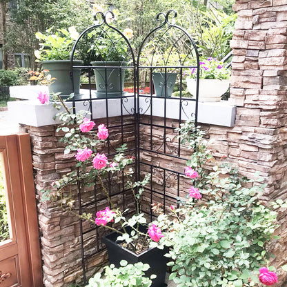 4 Pack Metal Garden Trellis Rustproof Trellis For Climbing Plant Outdoor Flower Support - Black