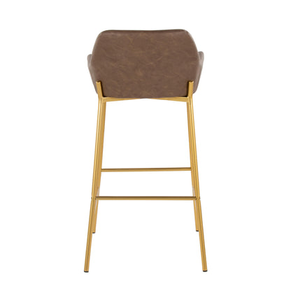 Daniella - Contemporary / Glam Fixed Height Barstool (Set of 2) - Gold / Espresso