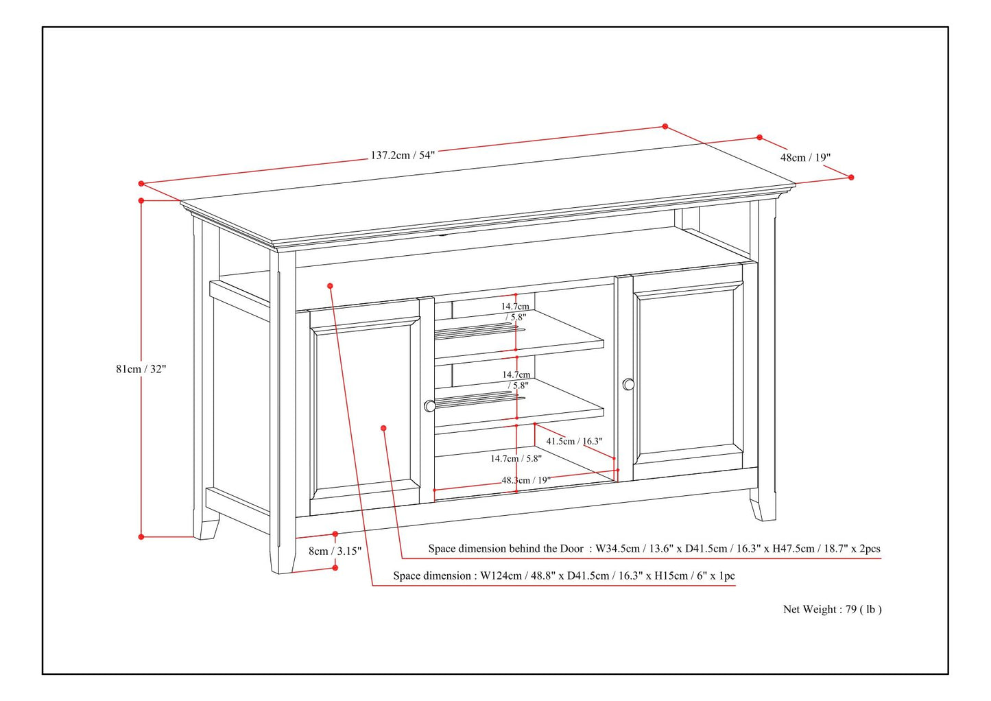 Amherst - TV Media Stand - Fog Gray