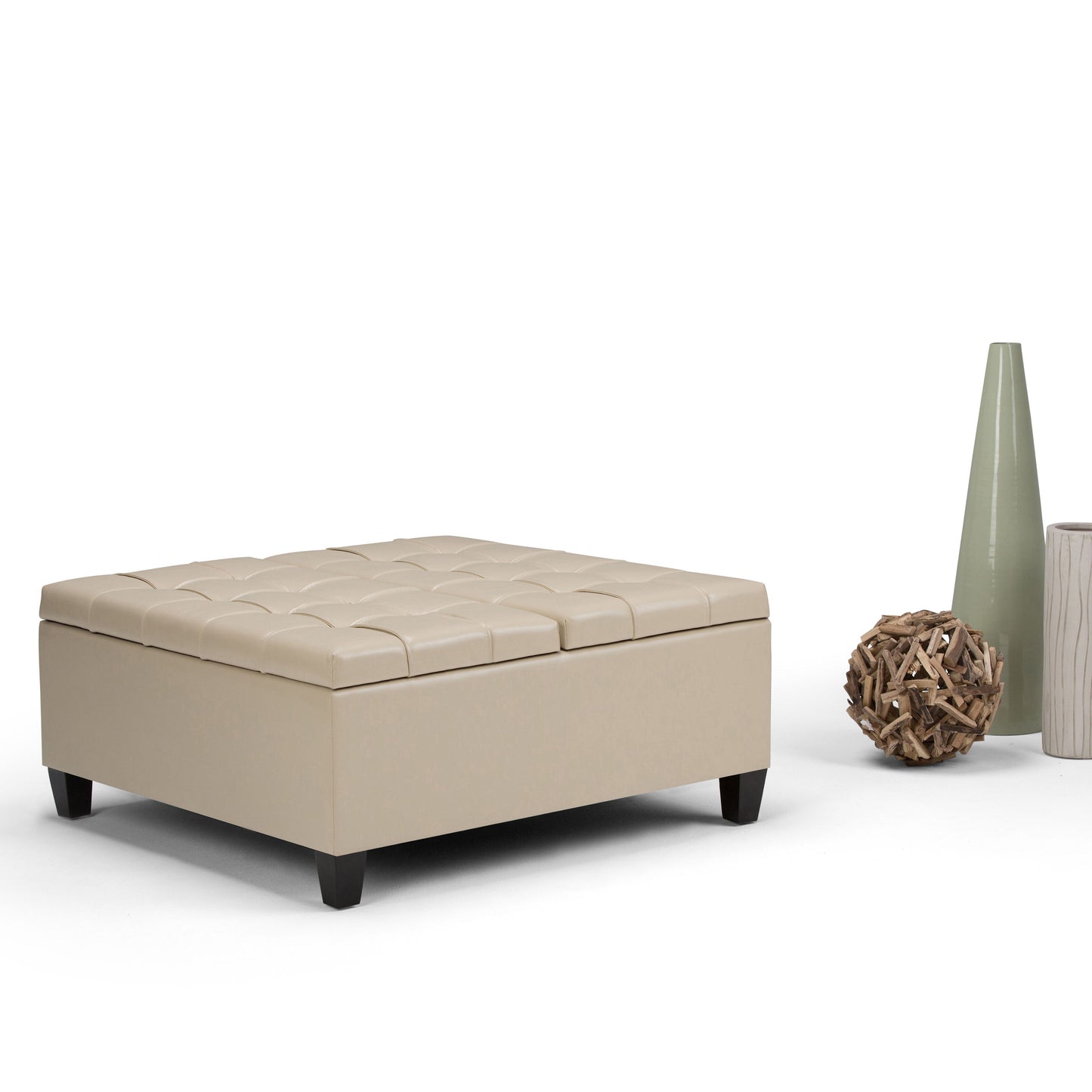 Harrison - Coffee Table Storage Ottoman - Satin Cream