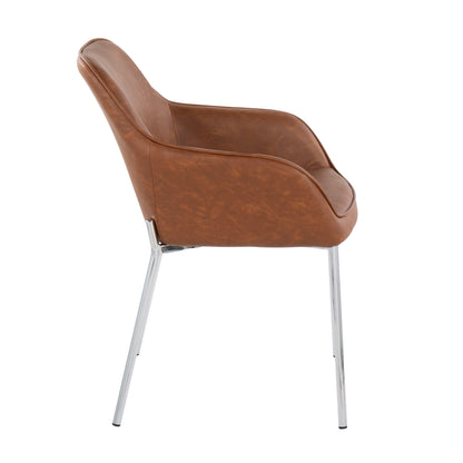 Daniella - Contemporary Dining Chair (Set of 2) - Chrome / Camel