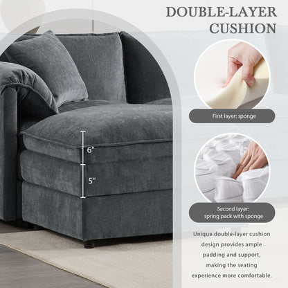 Modular Sectional With Deep And Wide Seat, L Shaped Cloud Couch Set With Double Cushions 4 Seat Sofa With Movable Ottoman Oversized - Dark Gray