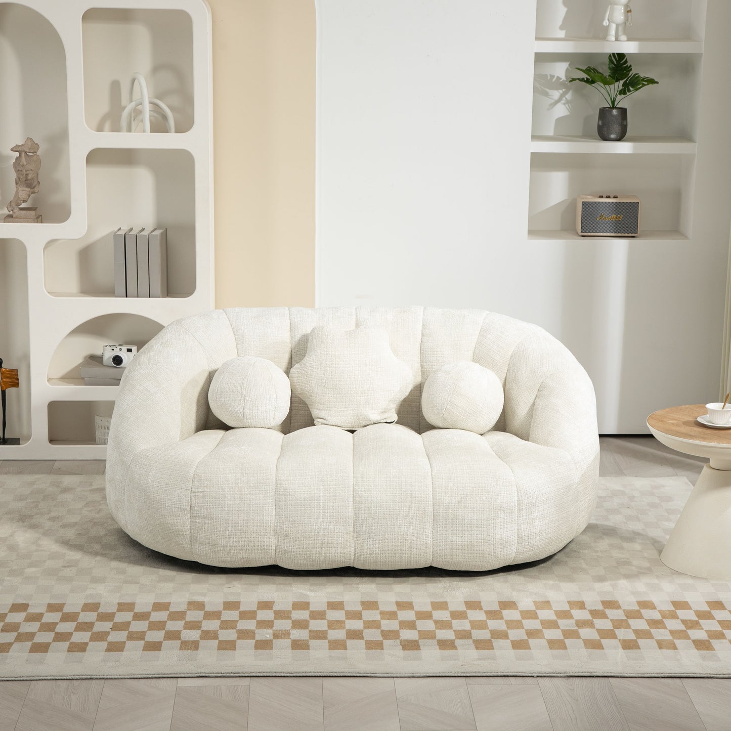 High Back Bean Bag Sofa Couch For Adults And Kids, Comfortable Lounger, Indoor & Outdoor Use - White