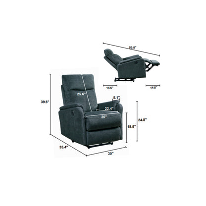 Recliner Chair With Power Function Easy Control Big Stocks, Recliner Single Chair - Dark Gray