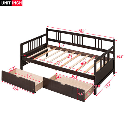 Twin Size DayBed With 2 Drawers - Espresso