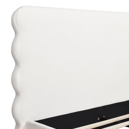 Stockholm - Queen Modern Wavy Headboard Platform Bed - Antique White