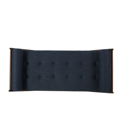 Chic Contemporary Chaise Lounge With Button Tufting And Bentwood Structure - Navy Blue