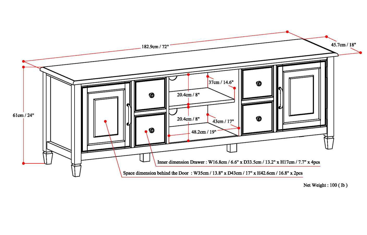 Connaught - Wide TV Stand - Antique White