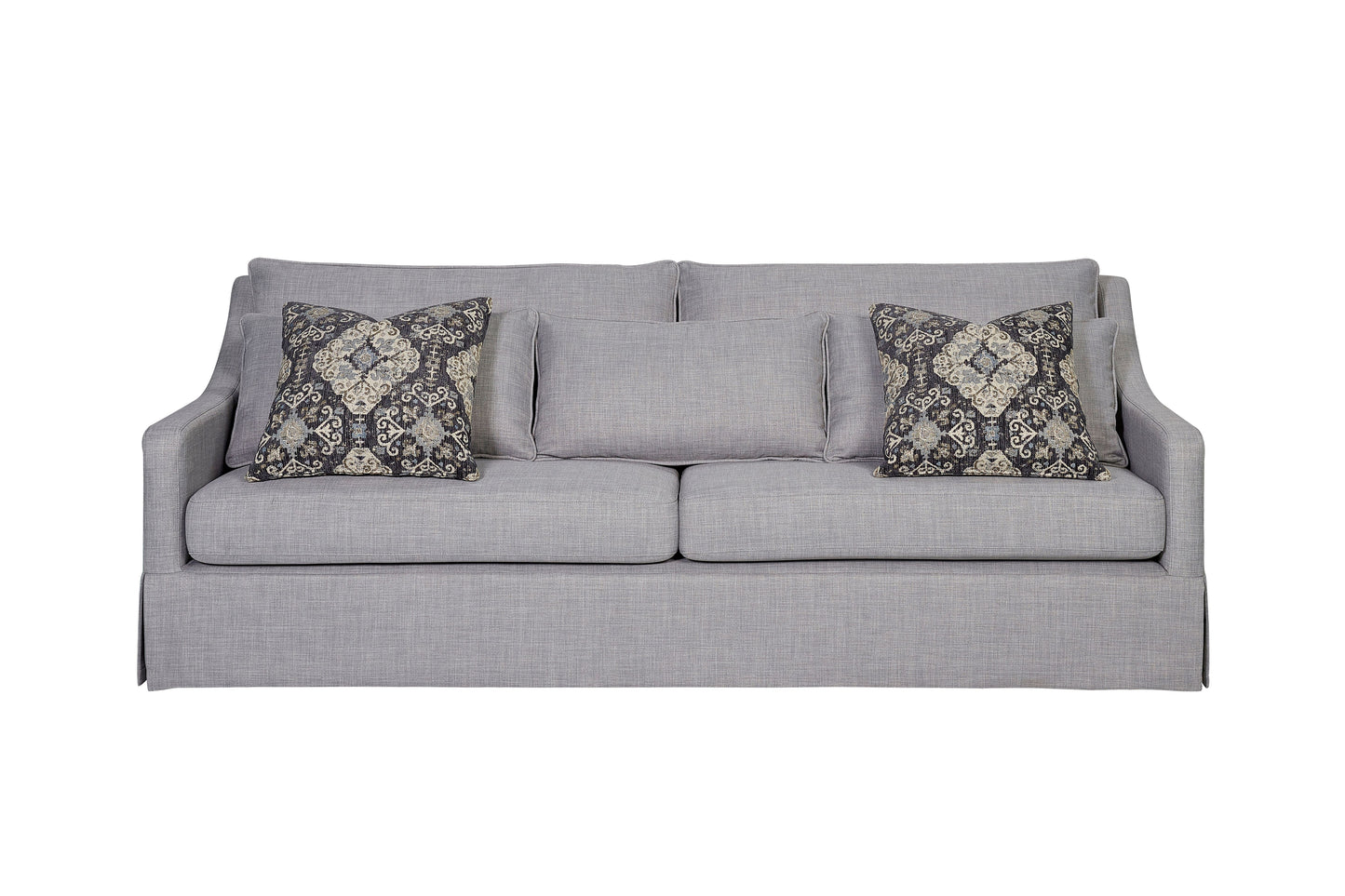 Sofa With Skirt And Reversable Cushions And 2 Pillows - Light Gray