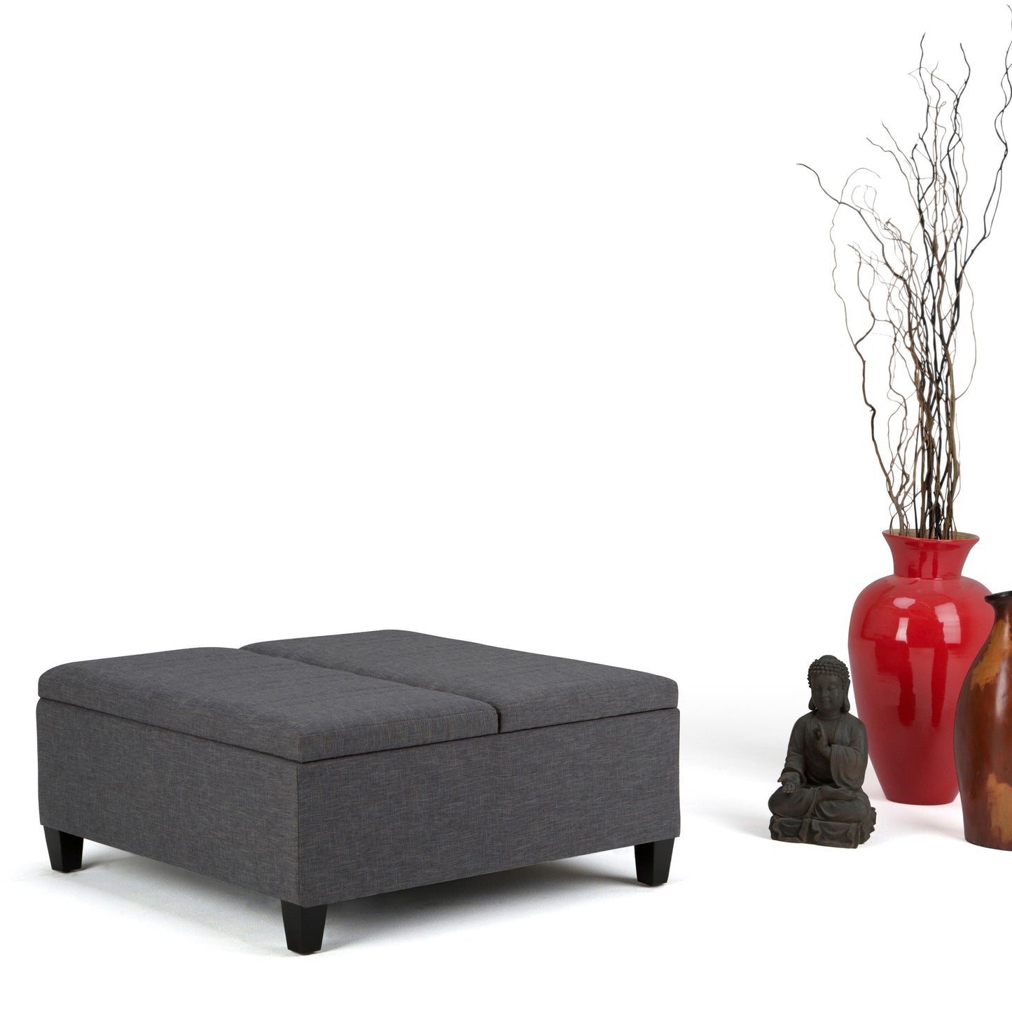 Ellis - Coffee Table Storage Ottoman - Slate Gray